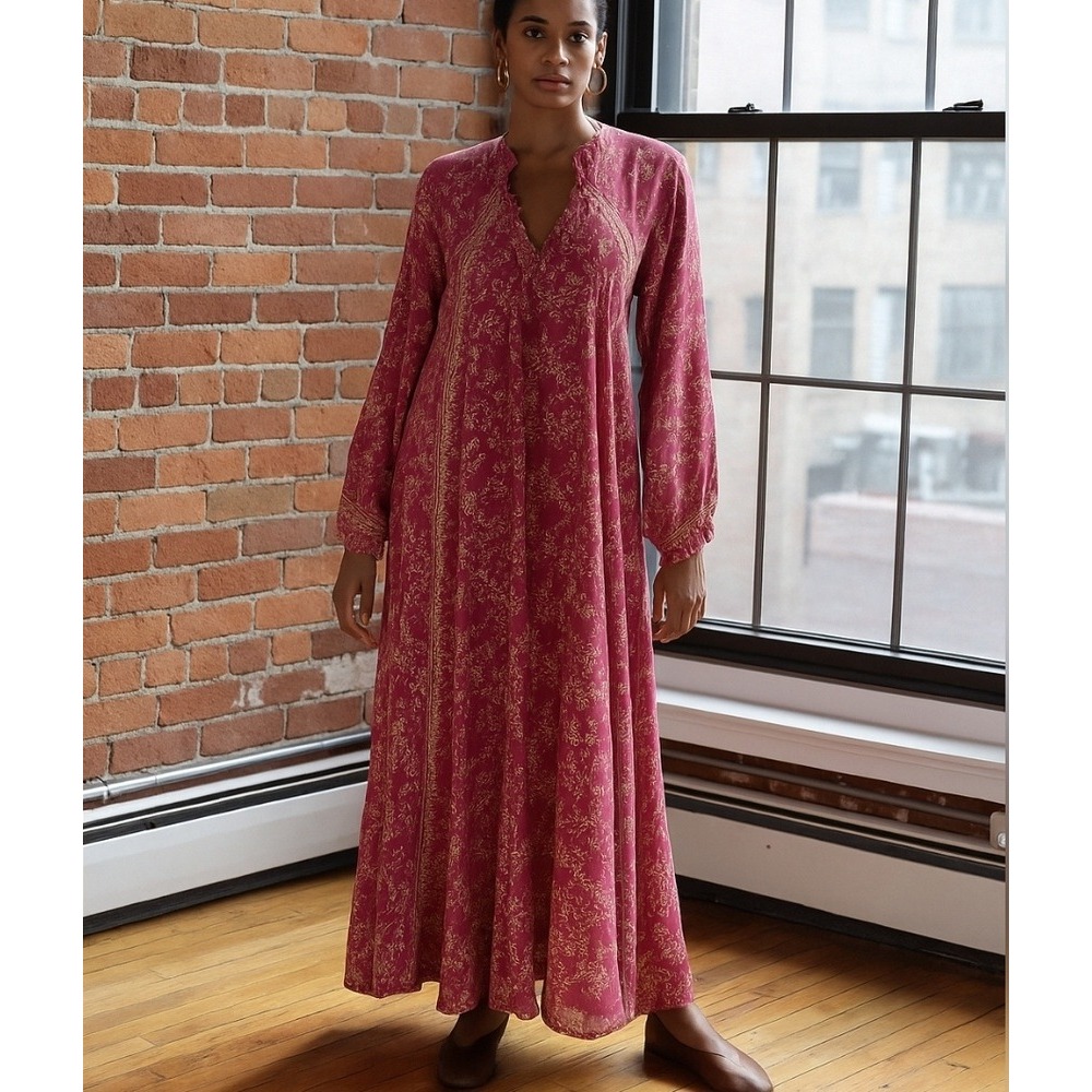 Tuckernuck Natalie Martin Fiore Maxi Silk Dress Pomegranate Lilac Women's Xs 0-4
